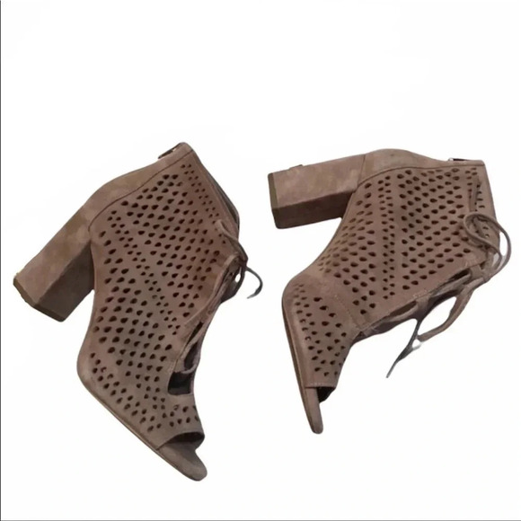 Arturo Chiang Mink At-Parlee Open Toe Lace Up Booties Size 8.5 - Picture 1 of 8